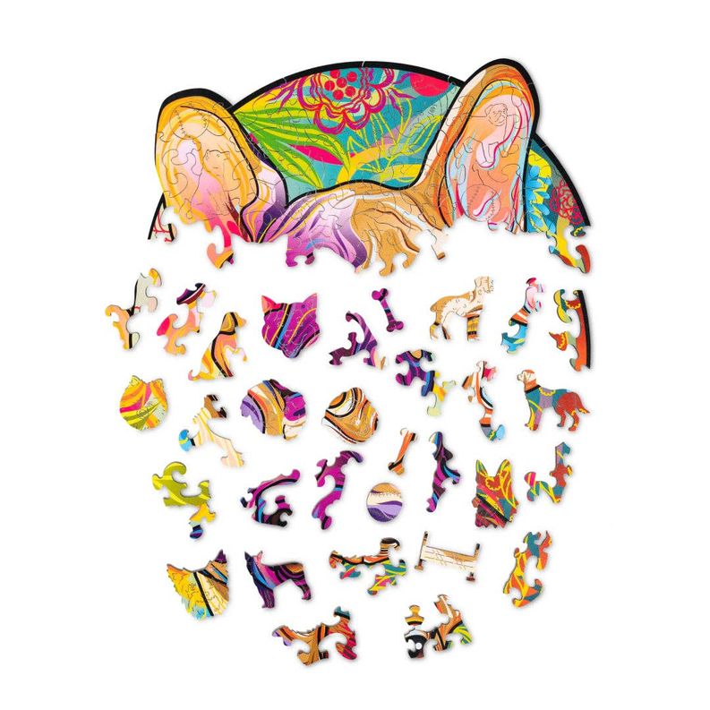 Wood Trick Lucky puppies: Rocky Unique Shaped Puzzle
