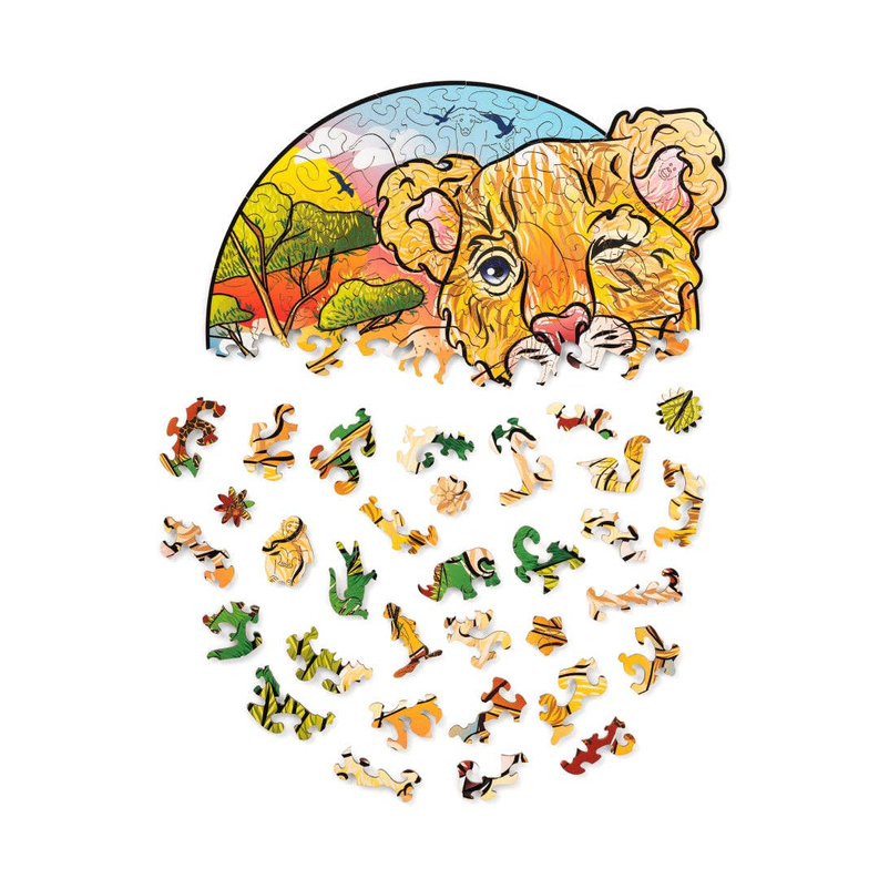 Wood Trick Playful Little Lion Unique Shaped Puzzle