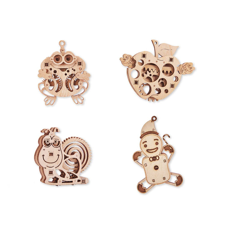 Set of Mini 3D Puzzles Frog, Snail, Apple, Gingerbread