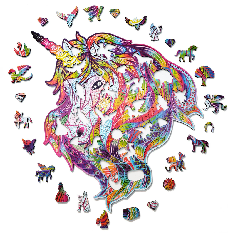 Wood Trick Sparkle Unicorn Unique Shaped Puzzle