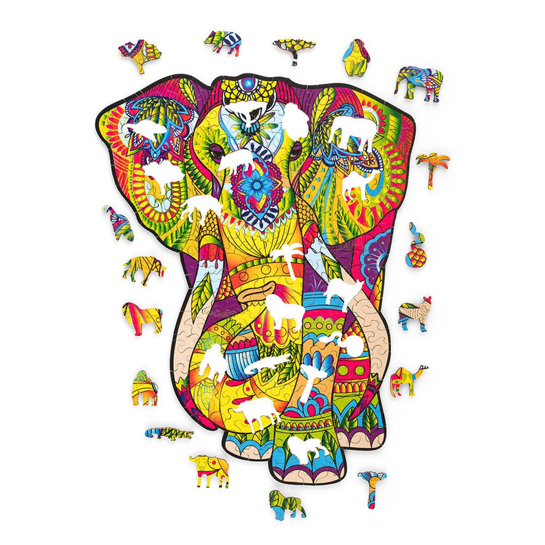 Wood Trick Splendid Elephant Unique Shaped Puzzle