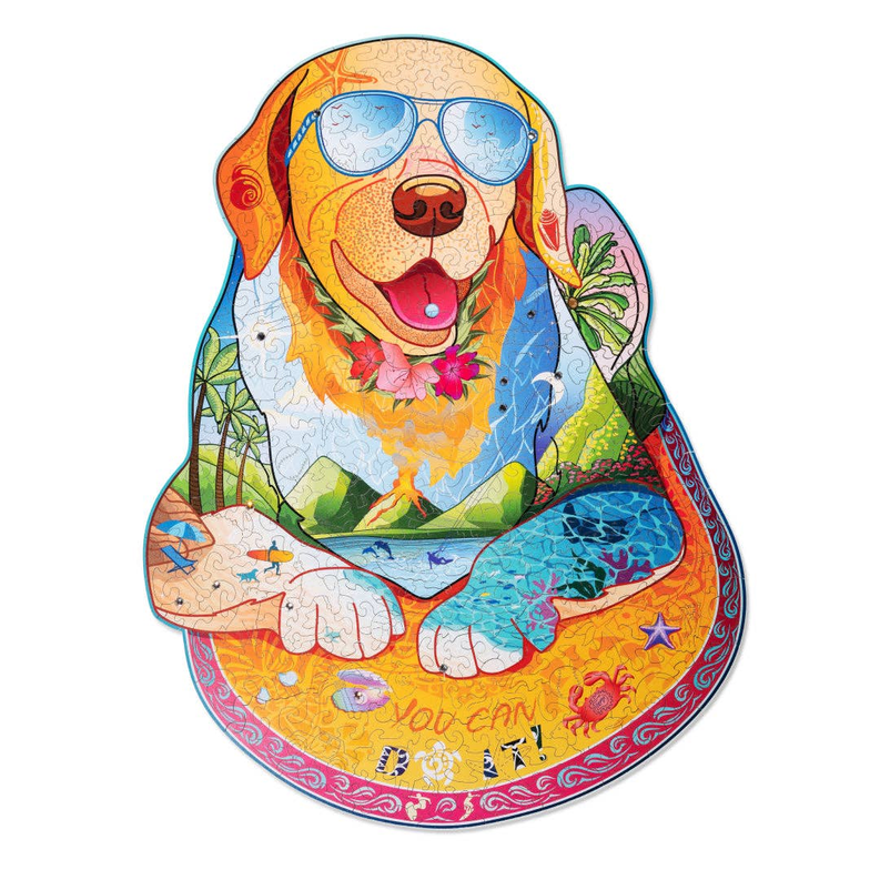 Wood Trick Surfing-Labrador Unique Shaped Puzzle