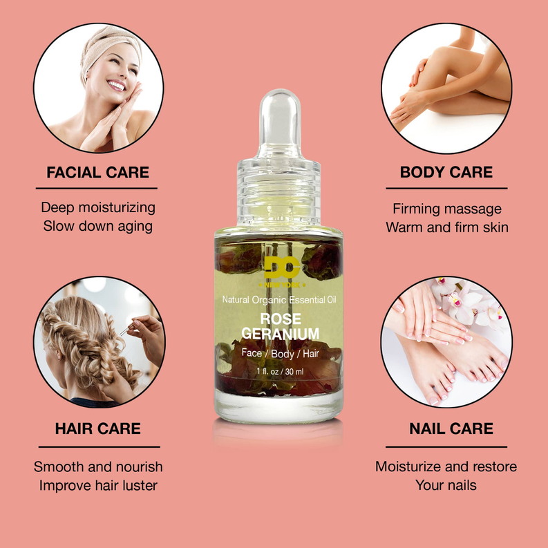 Rose Geranium Pure Organic Multi-use Essential Oil