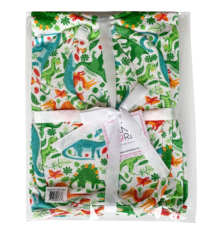 AnnLoren Baby Toddler Boy Blanket & Bib Gift Set 2 piece Knit Cotton