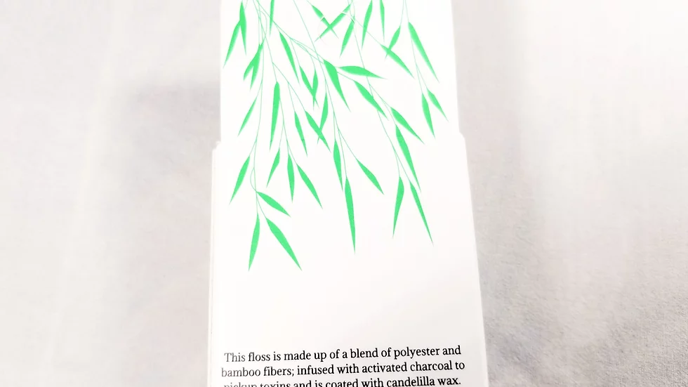 Vegan Waxed Bamboo Charcoal Dental Floss - Mint Flavor - 33yrds