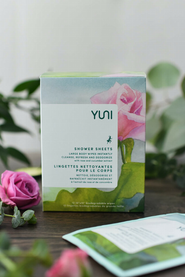 Rose Cucumber Shower Sheets Large 12 X 10 Natural Biodegradable Body Wipes - Box Of 12