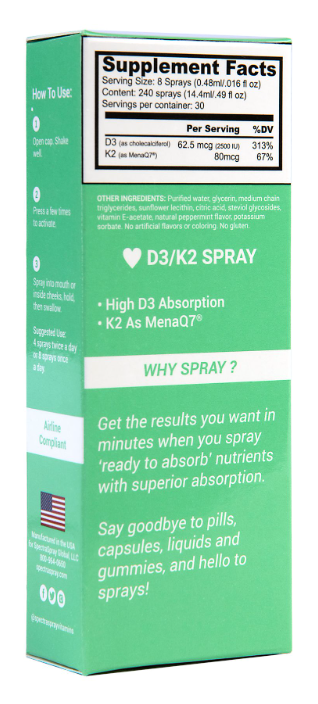 Vitamin D3 + K2 Oral Spray Vitamin by SpectraSpray