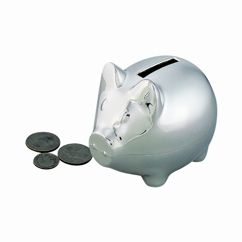 Pig Bank, Small, Pewter Finish 3" L X 4" W