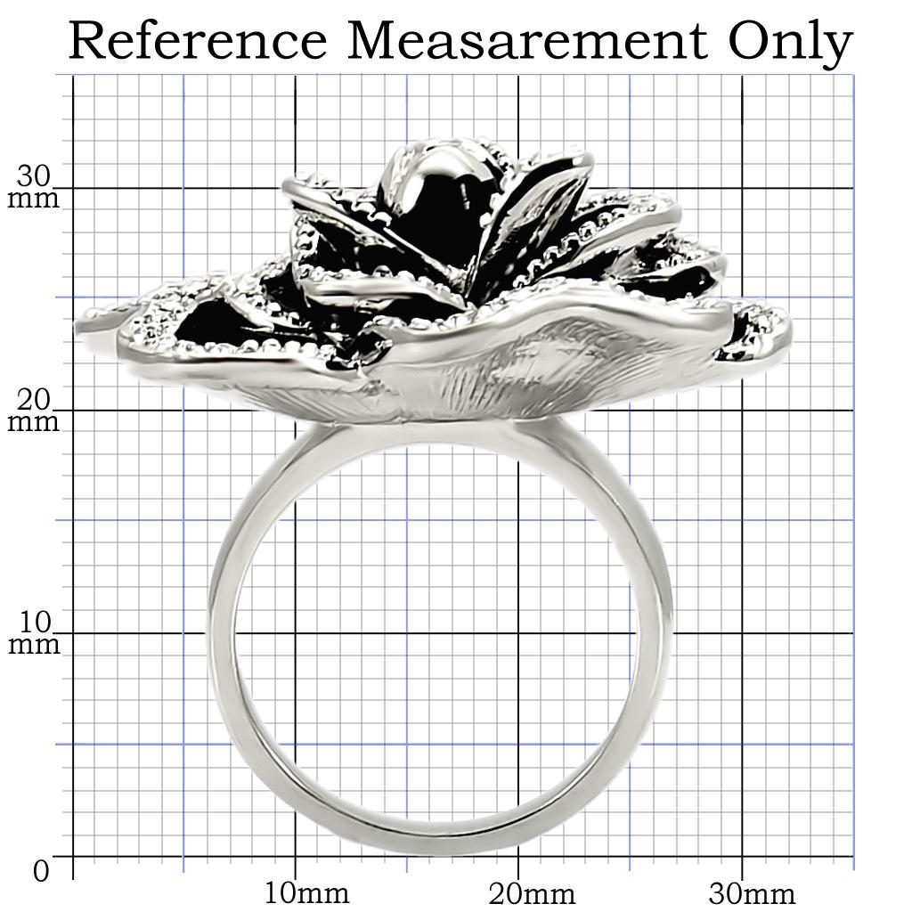 0W252 - Rhodium Brass Ring with Top Grade Crystal  in Clear