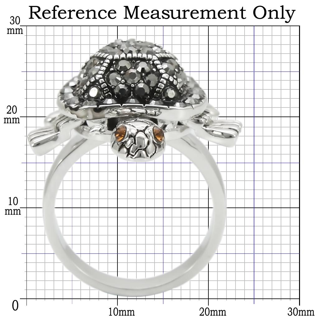 0W285 - Rhodium Brass Ring with Top Grade Crystal  in Multi Color