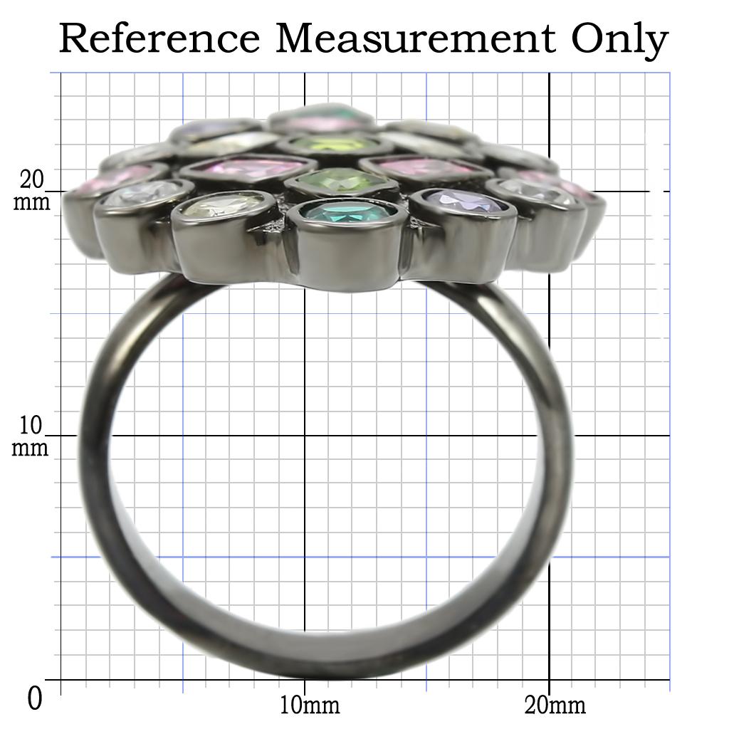 0W297 - Ruthenium Brass Ring with AAA Grade CZ  in Multi Color