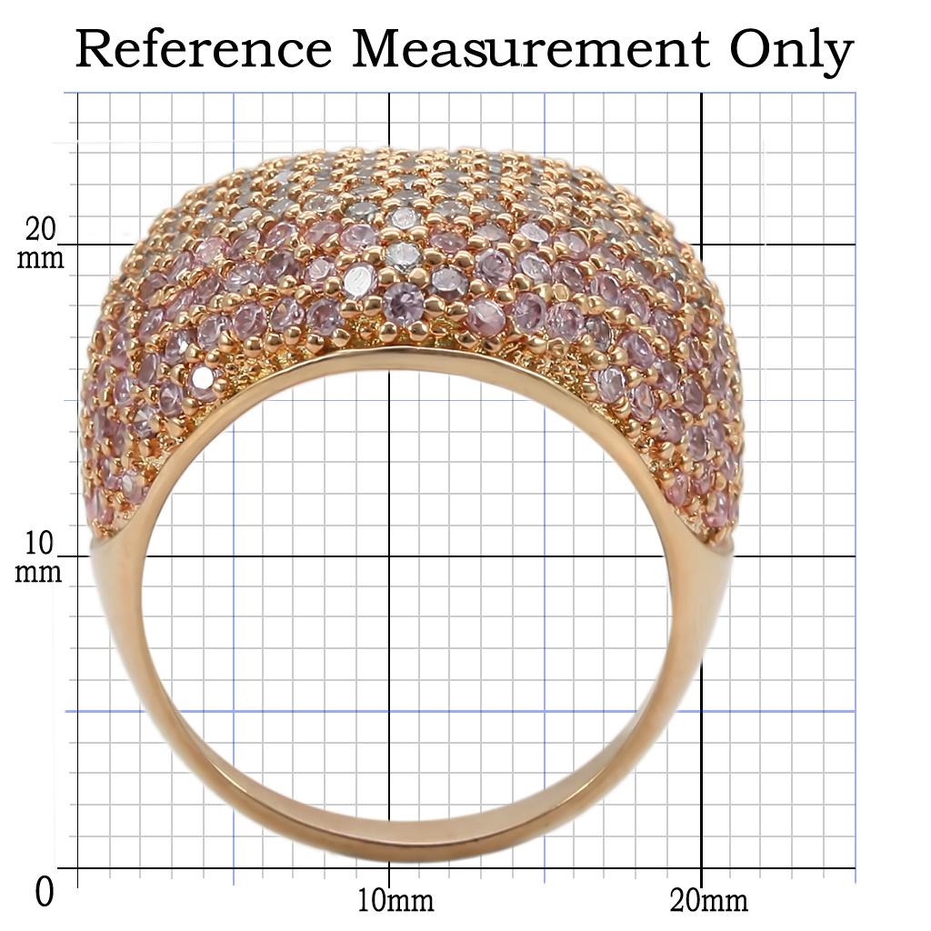 0W319 - Rose Gold Brass Ring with AAA Grade CZ  in Rose