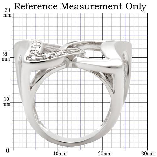 0W050 - Rhodium Brass Ring with AAA Grade CZ  in Clear