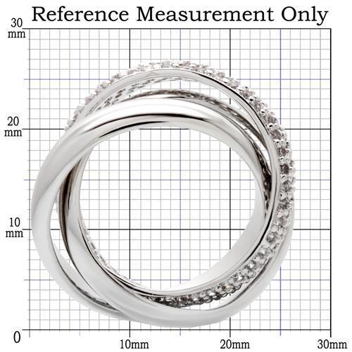 0W065 - Rhodium Brass Ring with AAA Grade CZ  in Clear