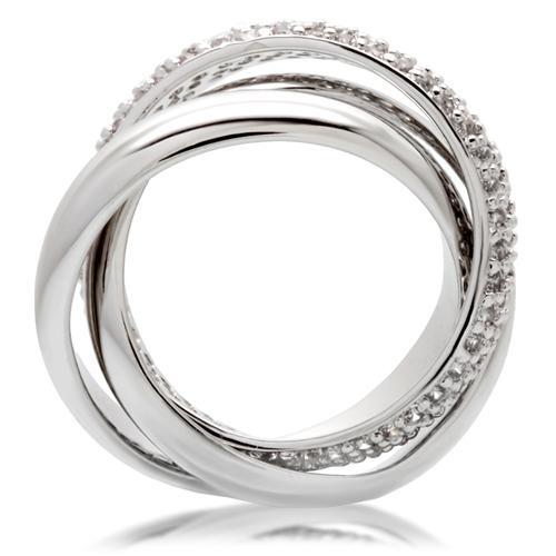 0W065 - Rhodium Brass Ring with AAA Grade CZ  in Clear