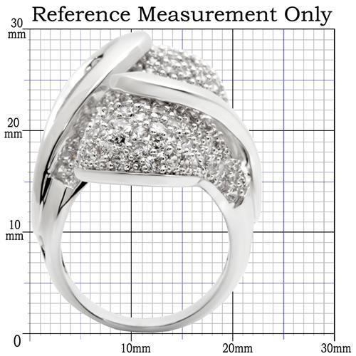 0W118 - Rhodium Brass Ring with AAA Grade CZ  in Clear