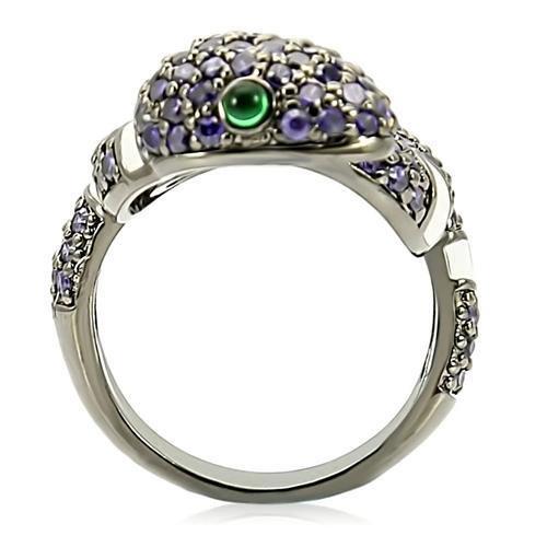 0W184 - Ruthenium Brass Ring with AAA Grade CZ  in Multi Color