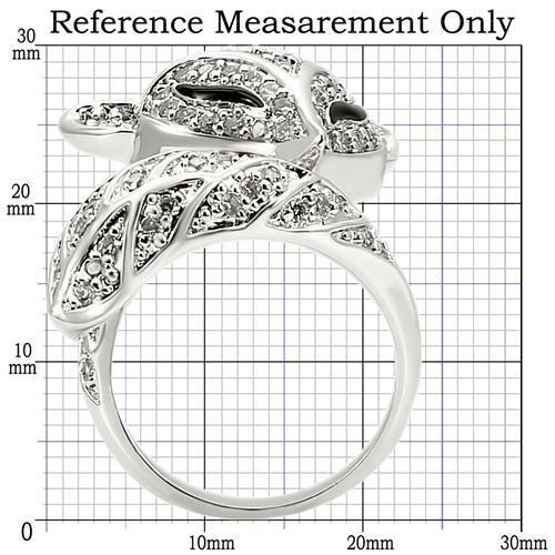 0W185 - Rhodium Brass Ring with AAA Grade CZ  in Clear