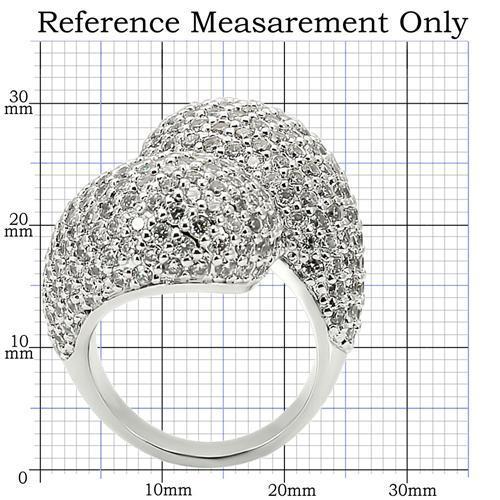 0W216 - Rhodium Brass Ring with AAA Grade CZ  in Clear