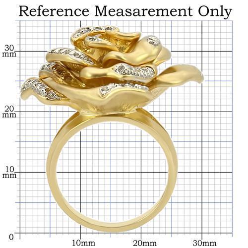 0W250 - Matte Gold & Rhodium Brass Ring with AAA Grade CZ  in Clear