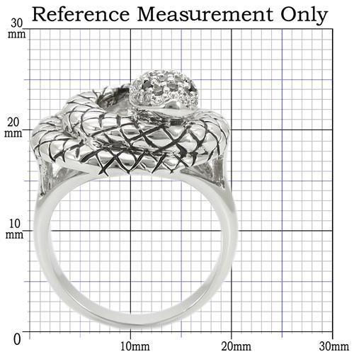 0W281 - Rhodium Brass Ring with AAA Grade CZ  in Jet