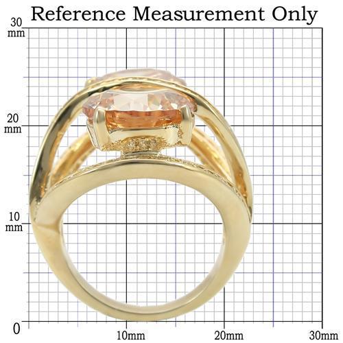 0W314 - Gold Brass Ring with AAA Grade CZ  in Champagne