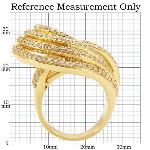 0W316 - Gold Brass Ring with AAA Grade CZ  in Clear