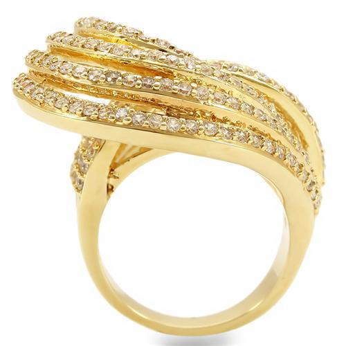 0W316 - Gold Brass Ring with AAA Grade CZ  in Clear