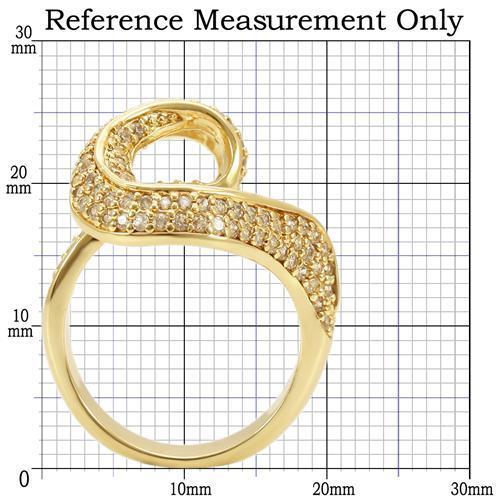 0W317 - Gold Brass Ring with AAA Grade CZ  in Clear