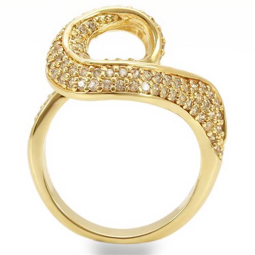 0W317 - Gold Brass Ring with AAA Grade CZ  in Clear