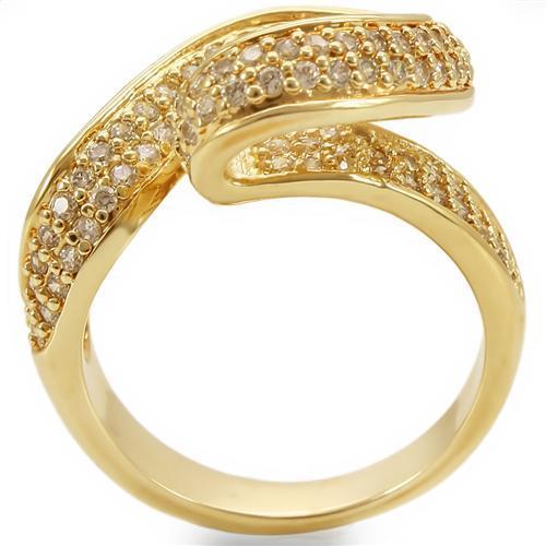 0W317 - Gold Brass Ring with AAA Grade CZ  in Clear