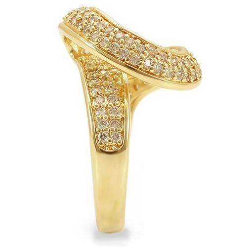 0W317 - Gold Brass Ring with AAA Grade CZ  in Clear