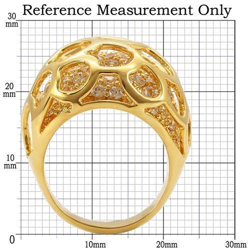 0W318 - Gold Brass Ring with AAA Grade CZ  in Clear