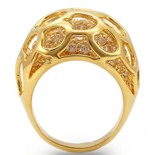 0W318 - Gold Brass Ring with AAA Grade CZ  in Clear