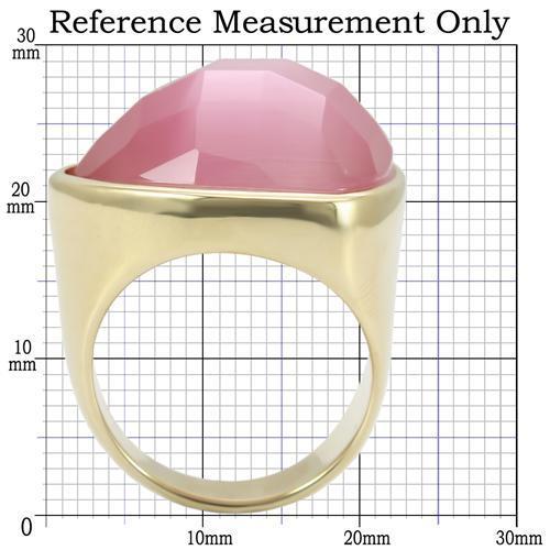 0W364 - Gold Brass Ring with Semi-Precious Cat Eye in Light Rose