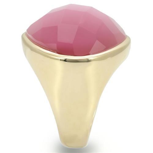 0W364 - Gold Brass Ring with Semi-Precious Cat Eye in Light Rose