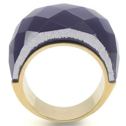 0W366 - Gold Brass Ring with Semi-Precious Cat Eye in Montana