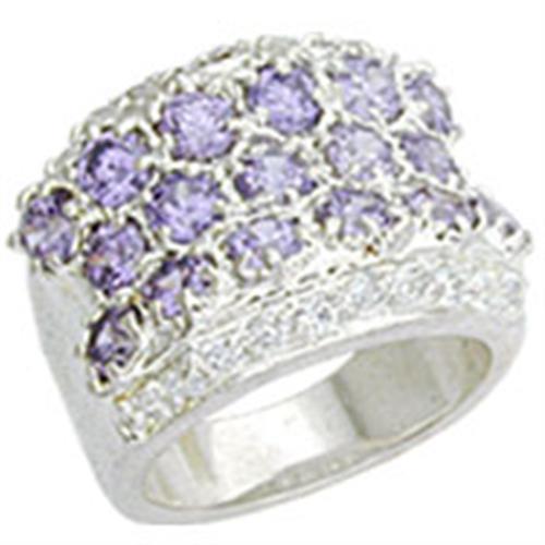 12507 - High-Polished 925 Sterling Silver Ring with AAA Grade CZ  in Light Amethyst