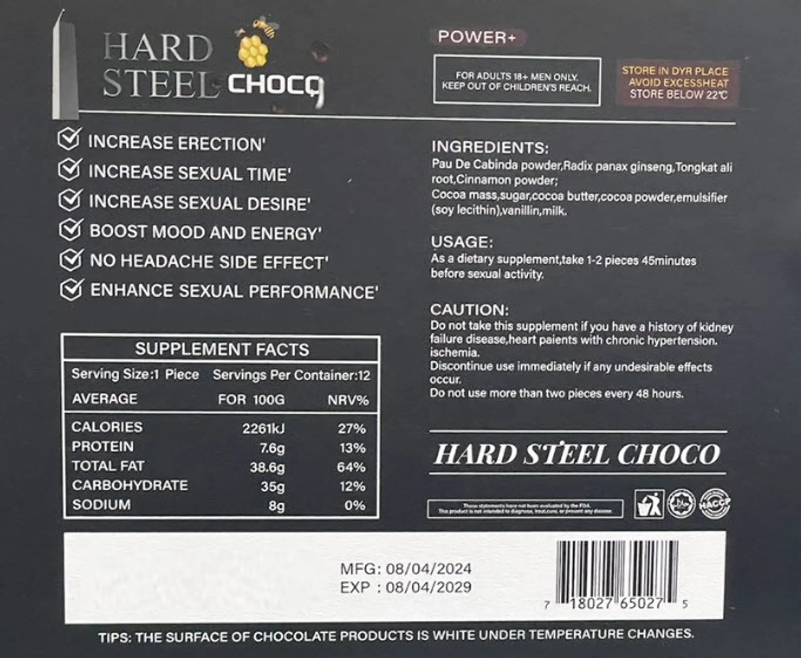 Hard Steel Choco Male Enhancement X 2