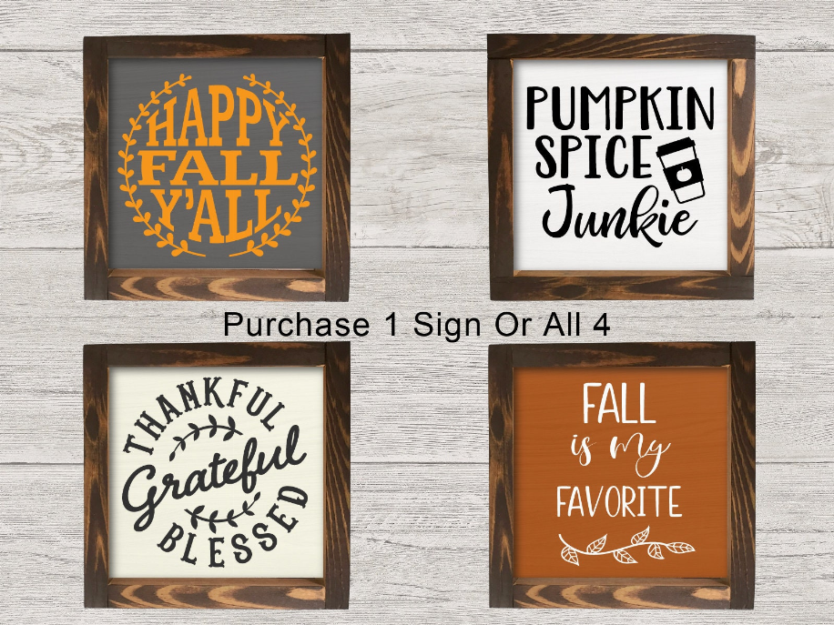 Fall Themed Mini Sign Collection 6"x6" Farmhouse Style (4 Options)