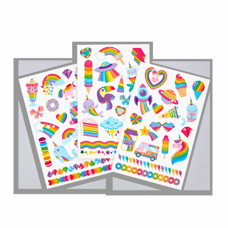 Tattoo Palooza Temporary Glitter Tattoo - 3 Sheets