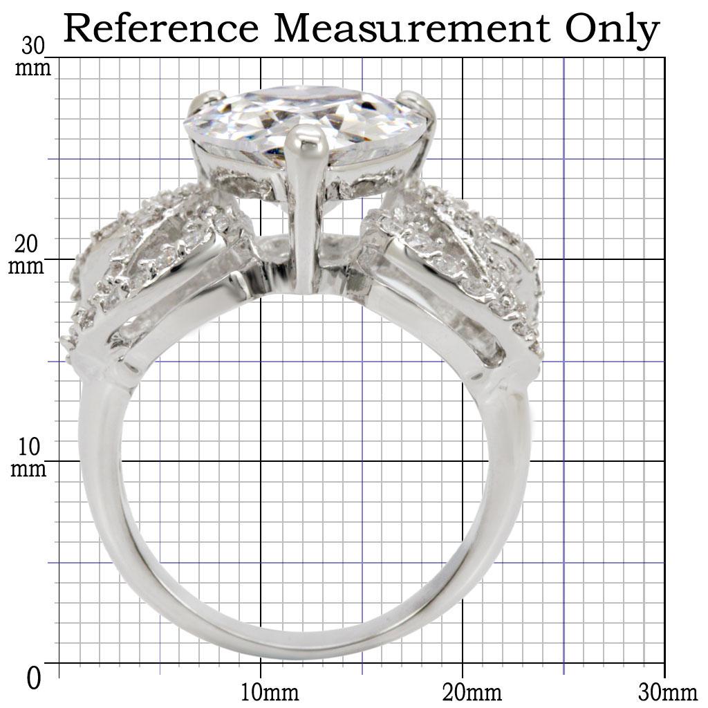 1W027 - Rhodium Brass Ring with AAA Grade CZ  in Clear