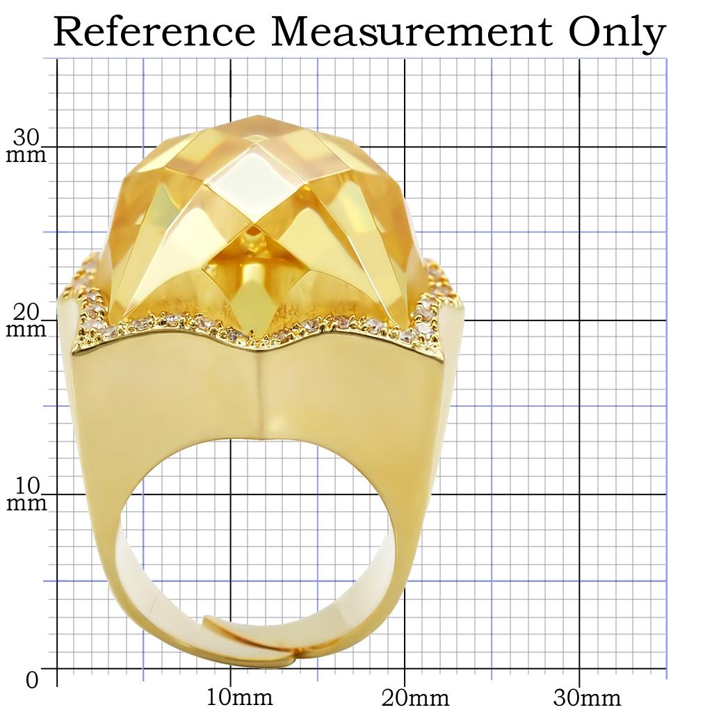 1W030 - Gold Brass Ring with AAA Grade CZ  in Citrine Yellow