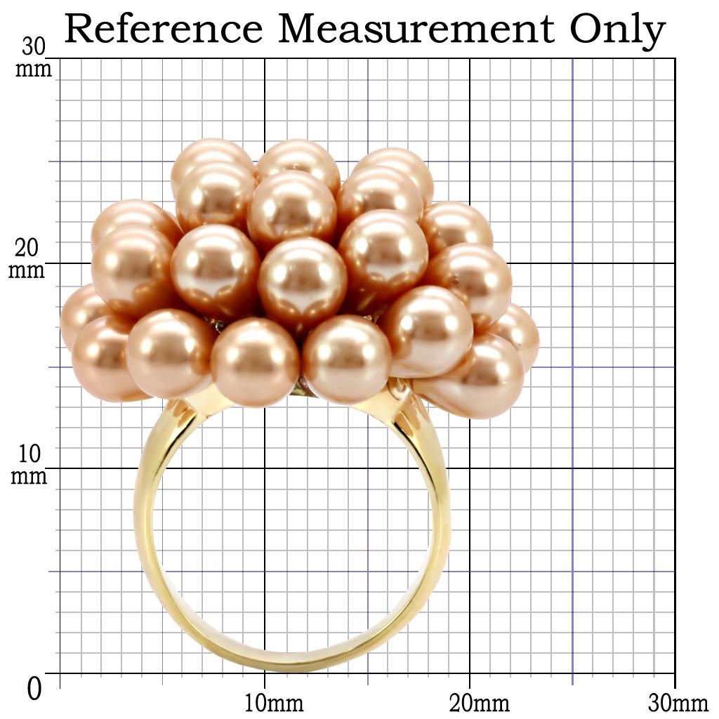 1W050 - Gold Brass Ring with Synthetic Pearl in Champagne