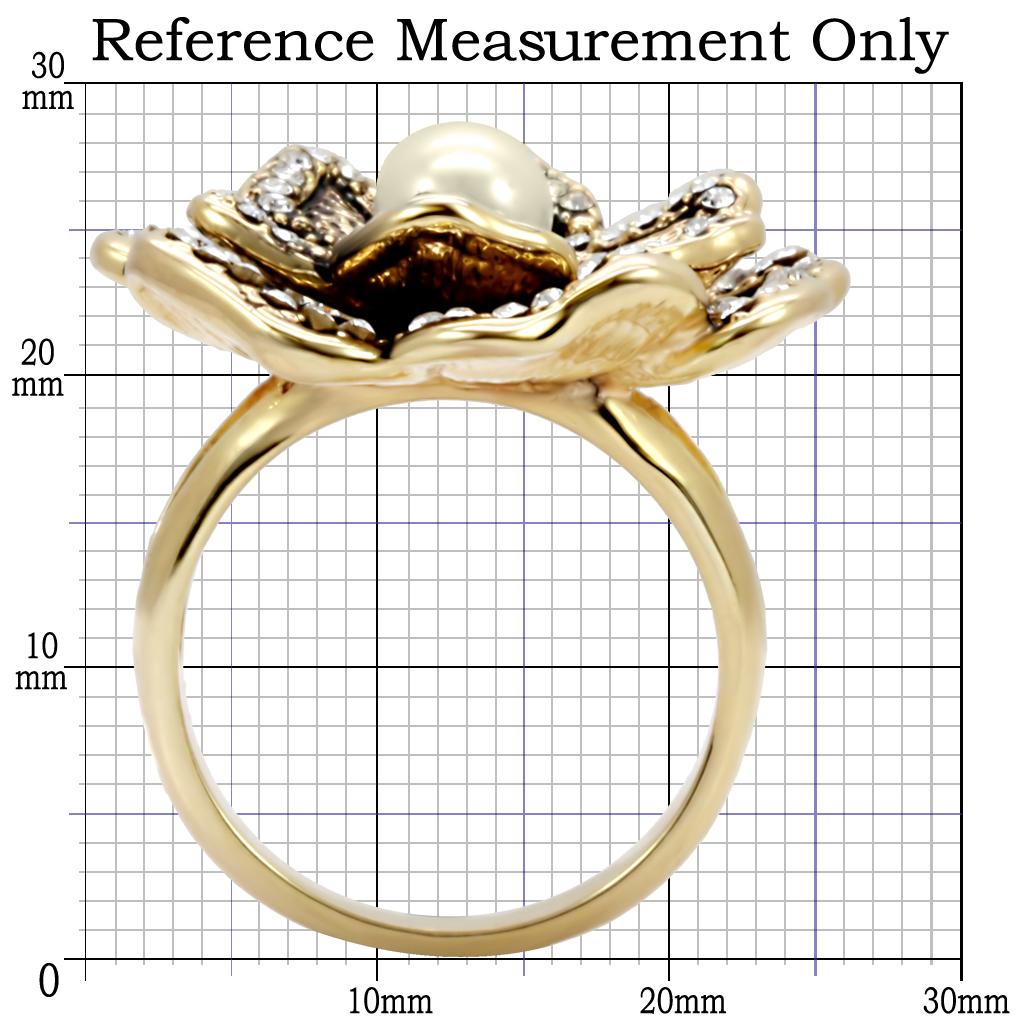 1W063 - Gold Brass Ring with Synthetic Pearl in Citrine Yellow