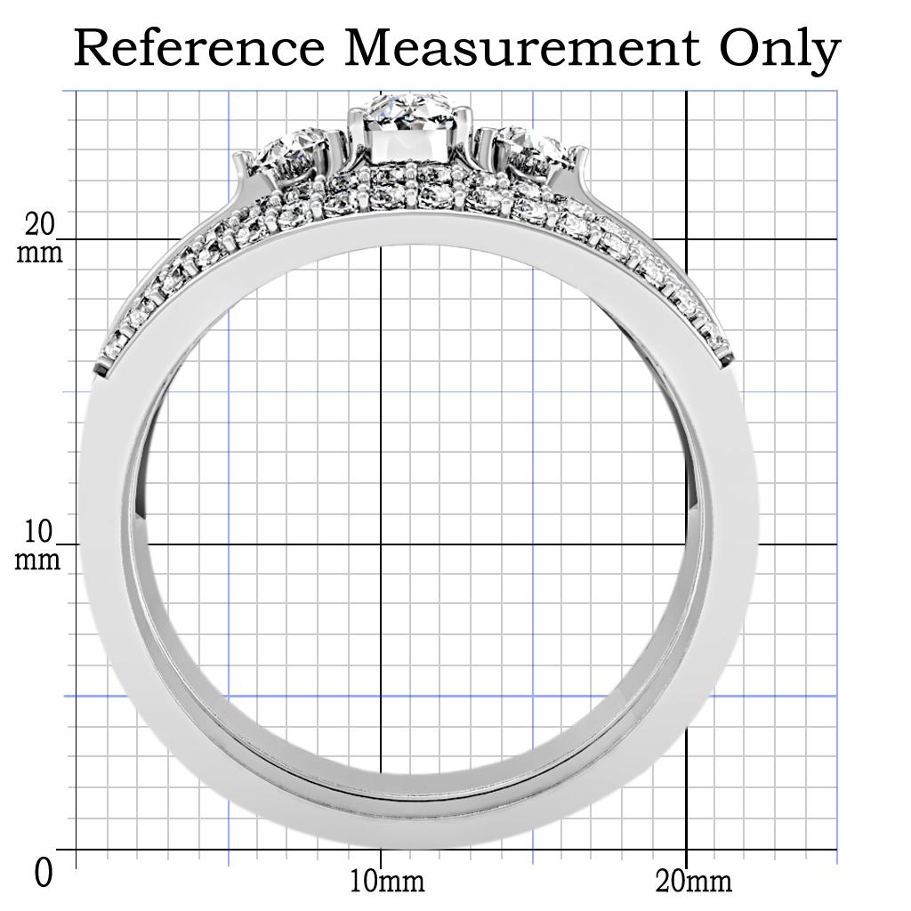 1W162 - Rhodium Brass Ring with AAA Grade CZ  in Clear