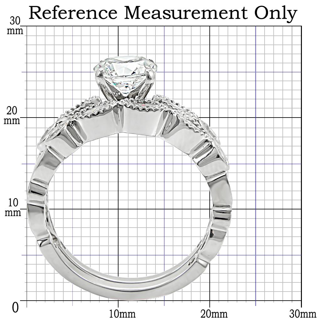 1W006 - Rhodium Brass Ring with AAA Grade CZ  in Clear