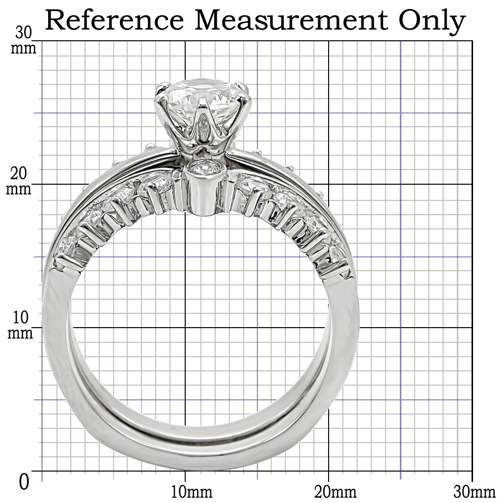 1W010 - Rhodium Brass Ring with AAA Grade CZ  in Clear