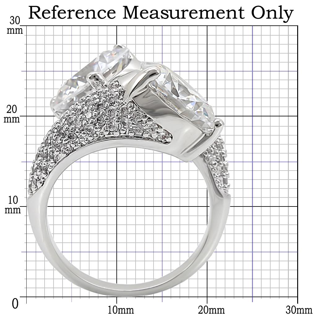 1W015 - Rhodium Brass Ring with AAA Grade CZ  in Clear