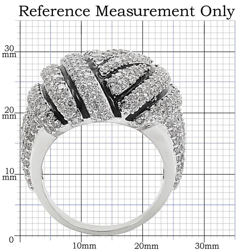 1W016 - Rhodium Brass Ring with AAA Grade CZ  in Clear